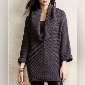 Anthropologie Dark Purple Cowl Neck Off the Shoulder Sweater Size Small